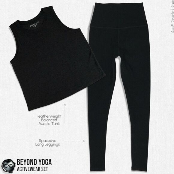 BEYOND YOGA SPACEDYE SET: BALANCED MUSCLE TEE + FULL LENGTH LEGGINGS SIZE SMALL - Picture 1 of 16